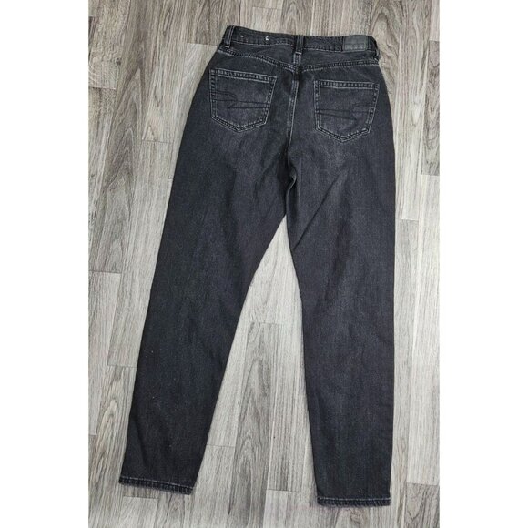 American Eagle Women Size 0 Regular Highest Rise Distressed Black Grey Mom Jeans - Picture 2 of 11